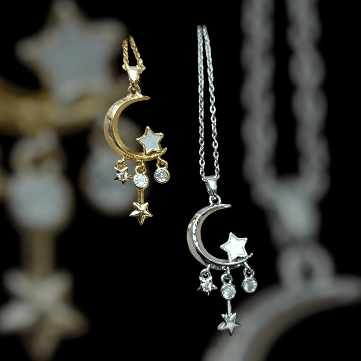 2k Moon & Star Zircon Locket with Chain
