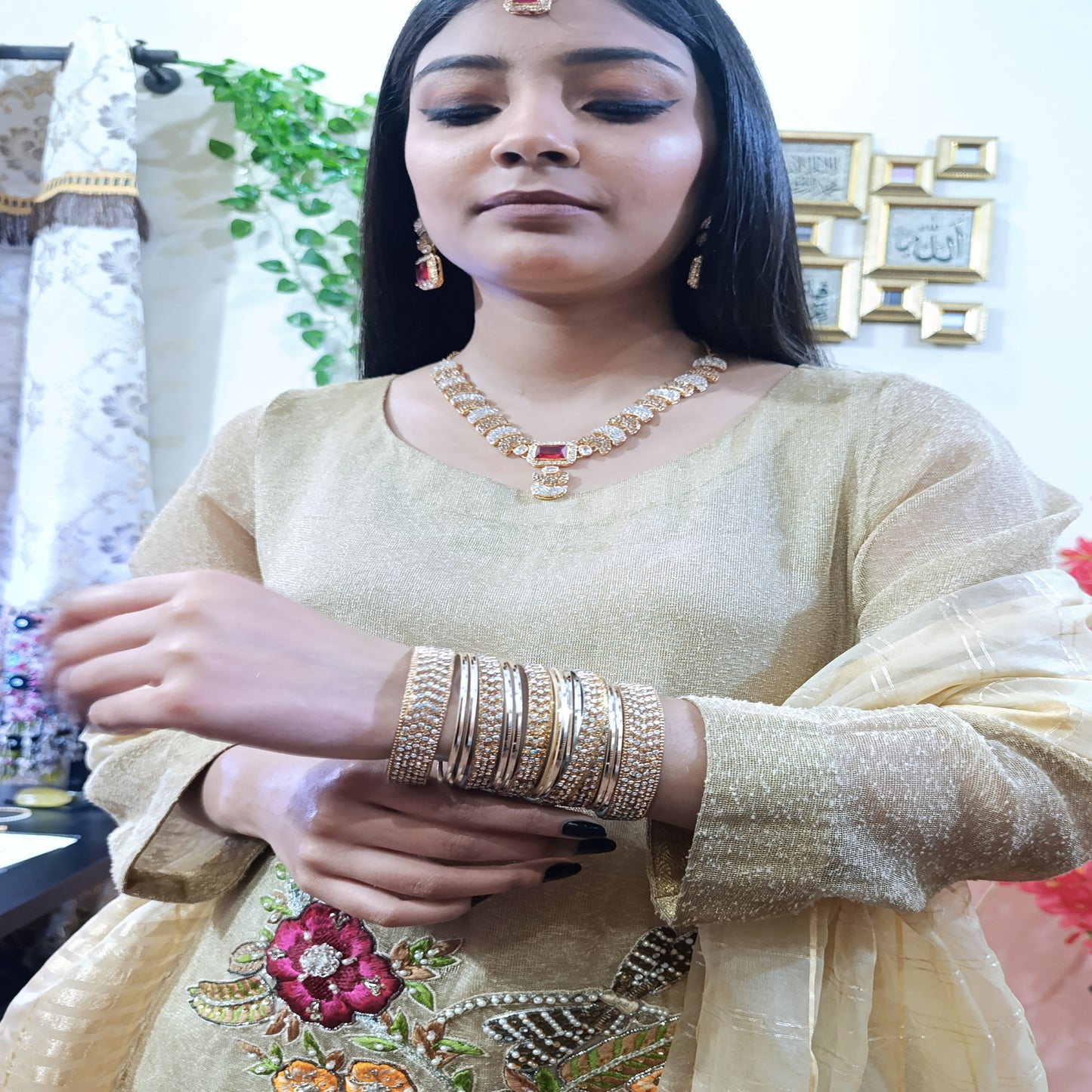 Golden Multi Zircon Chori Set