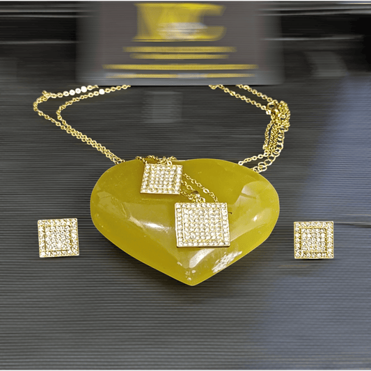 China Gold Zircon Double Square Double Chain Set