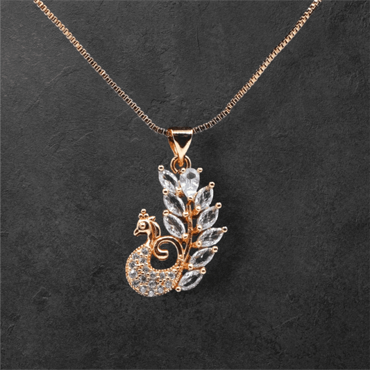 China Gold Zircon Peacock Locket