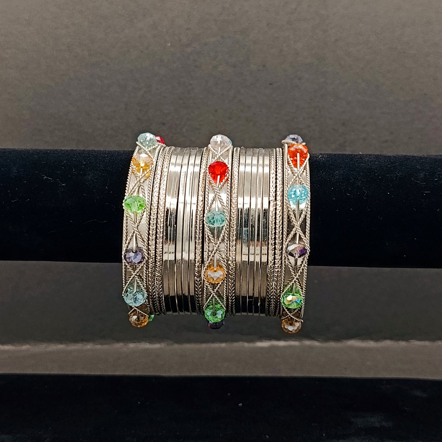 Multi Moti Bangles Set- 19 pieces