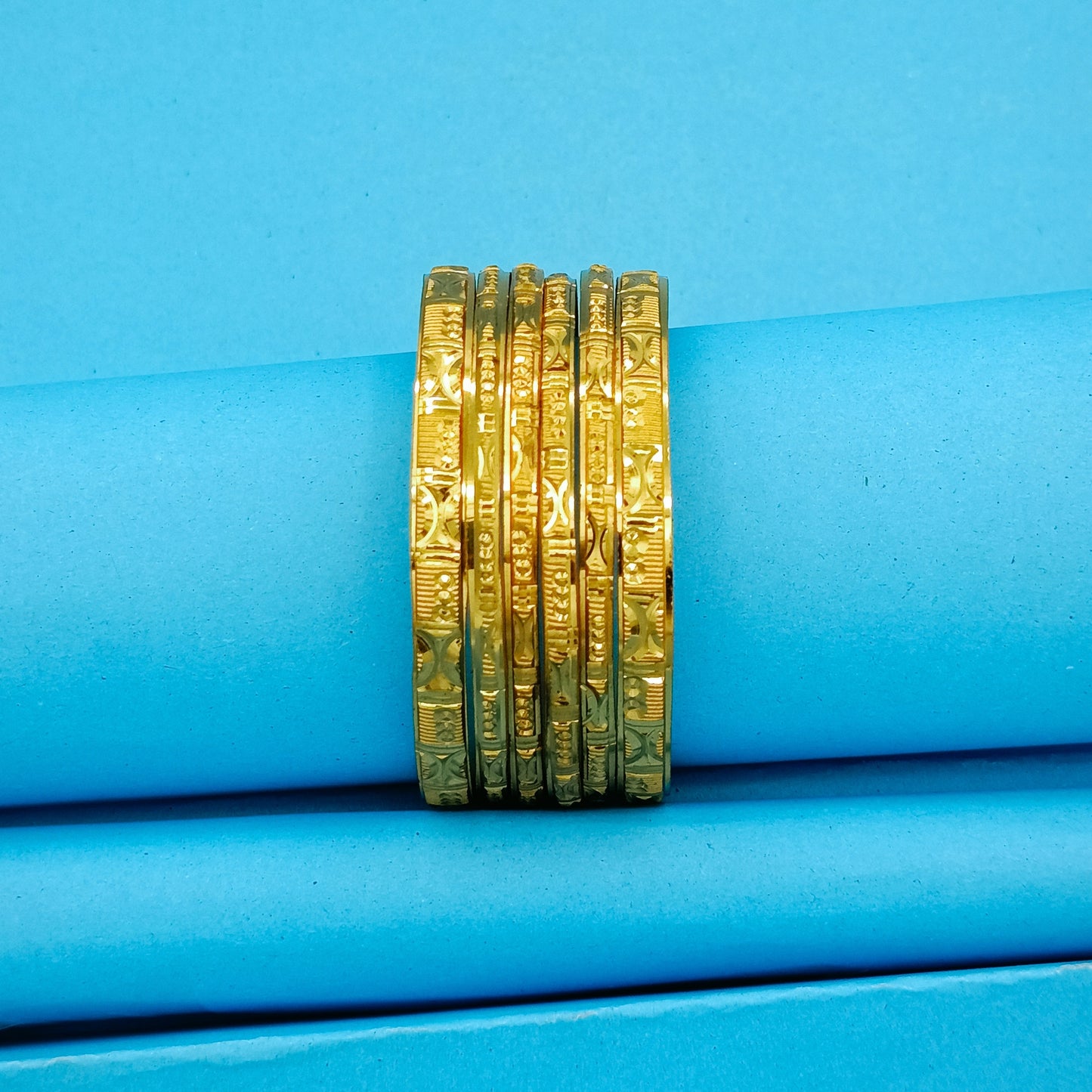 Gold Plated Bangles Set - 6 Pieces