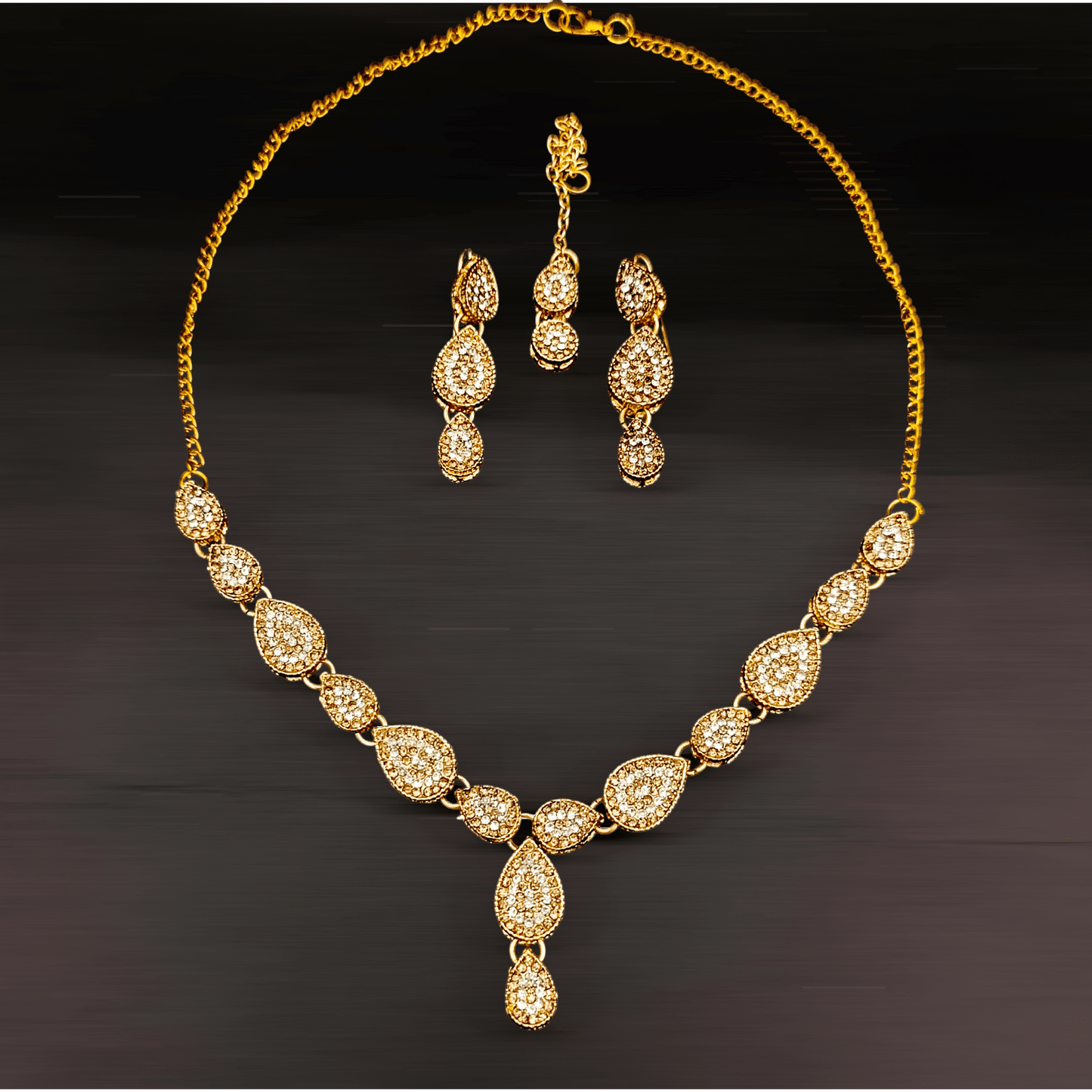 AD Style Golden Zircon Party Set with Bindia