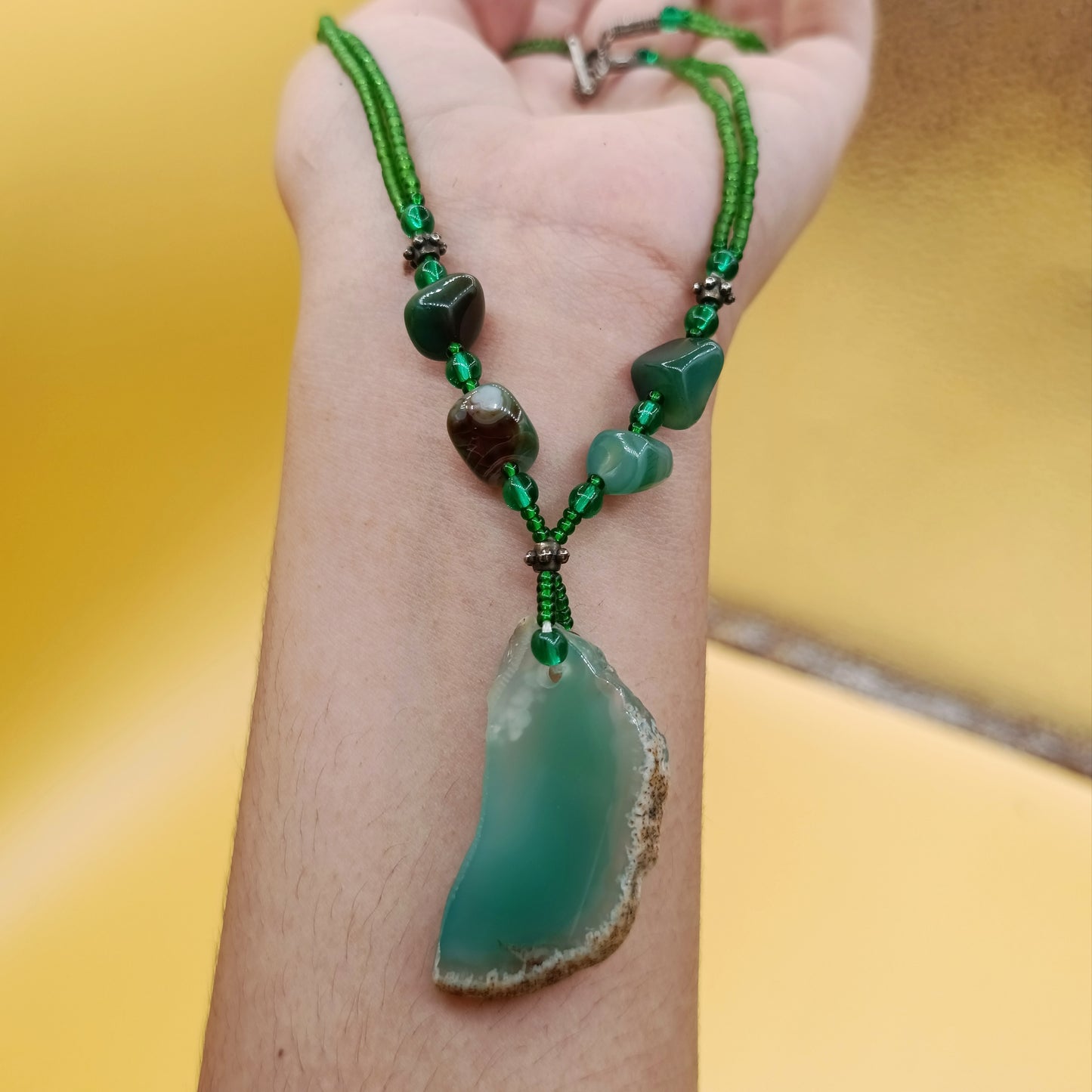 Handmade Green Agate Locket
