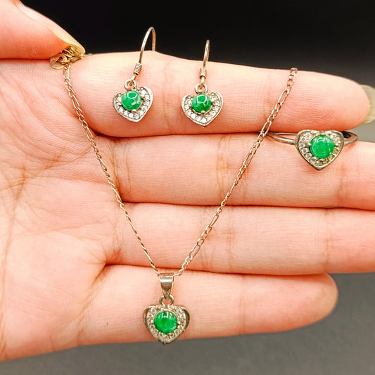Emerald party set made in pure silver