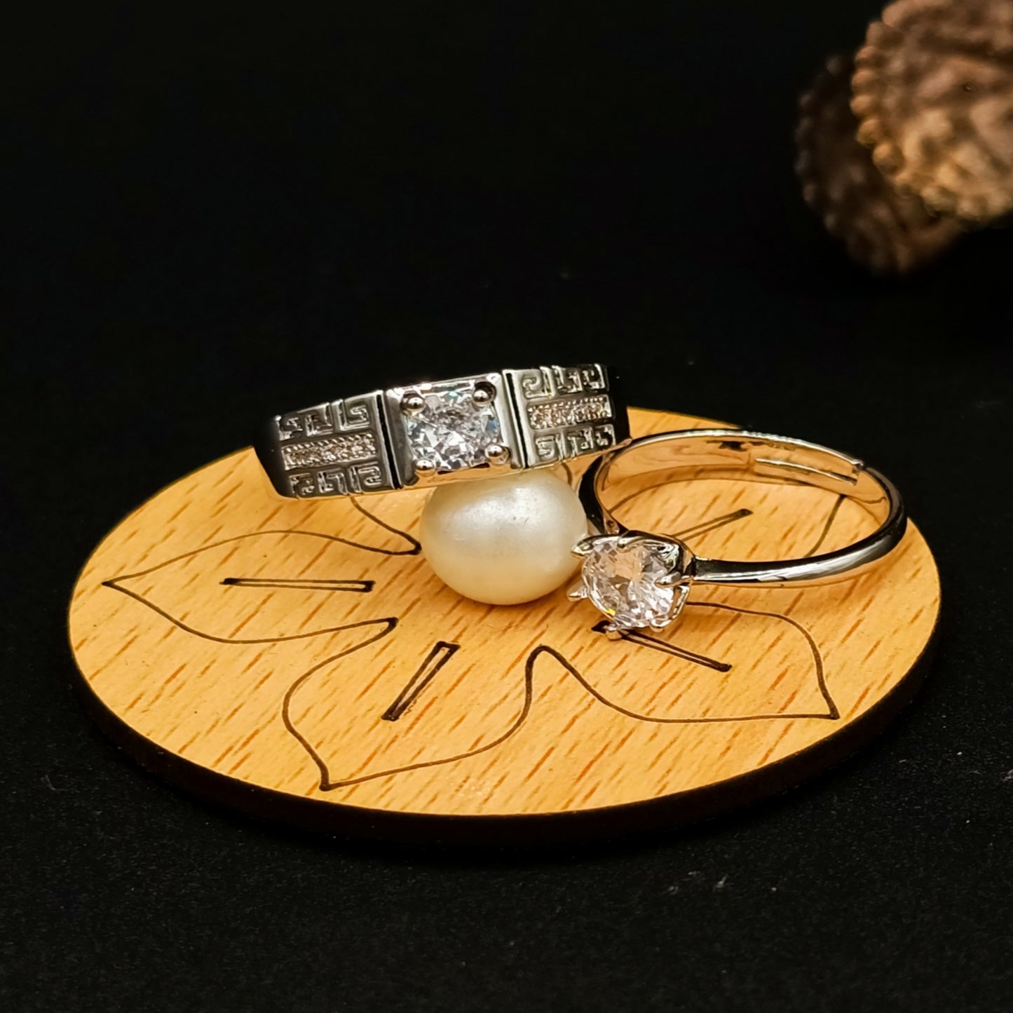 Zircon Couple Rings - Silver