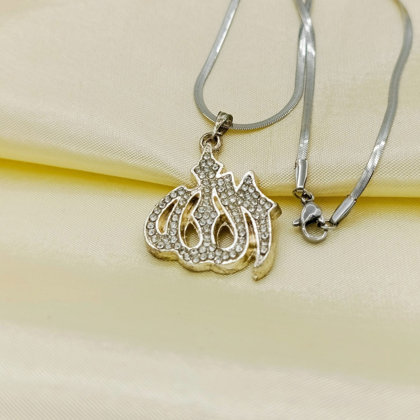 Zircon Allah Locket Golden and Silver