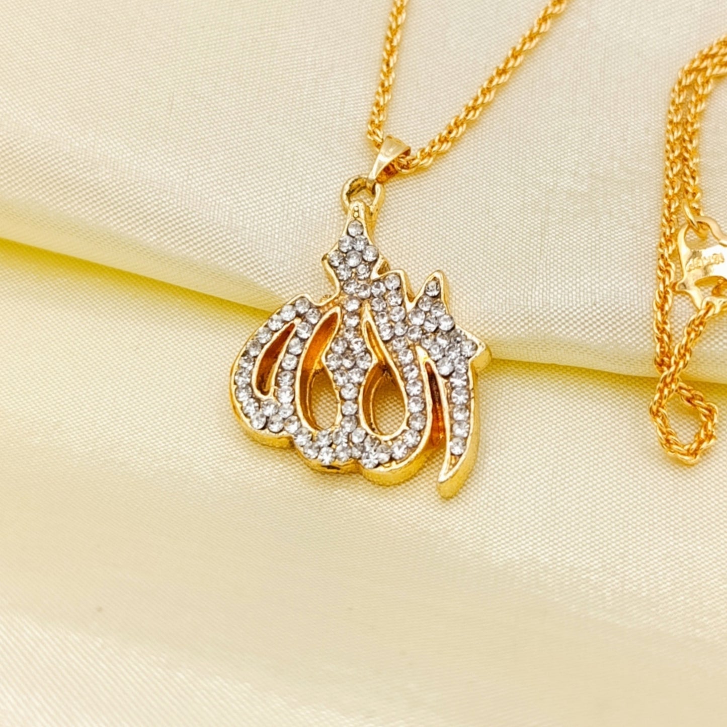 Zircon Allah Locket Golden and Silver