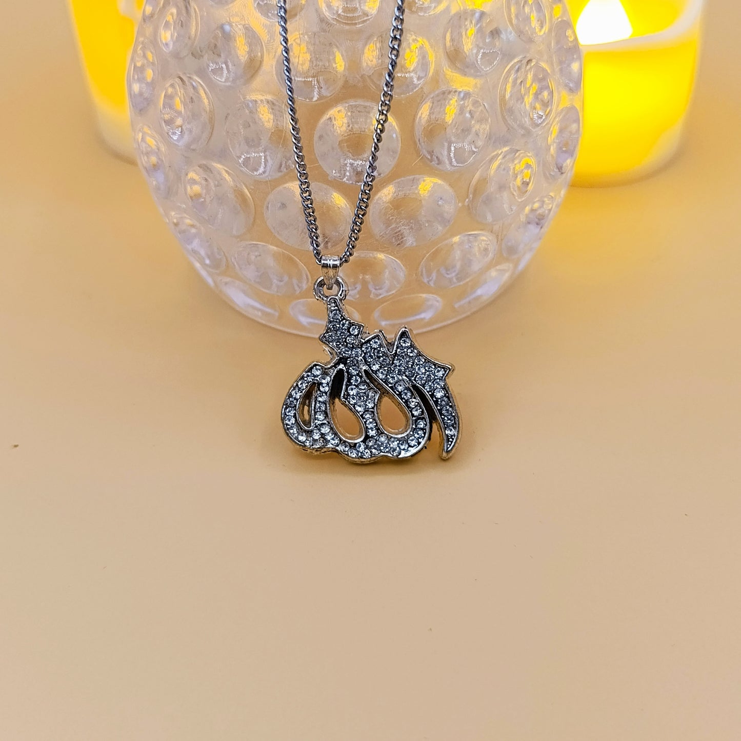 Zircon Allah Locket Golden and Silver