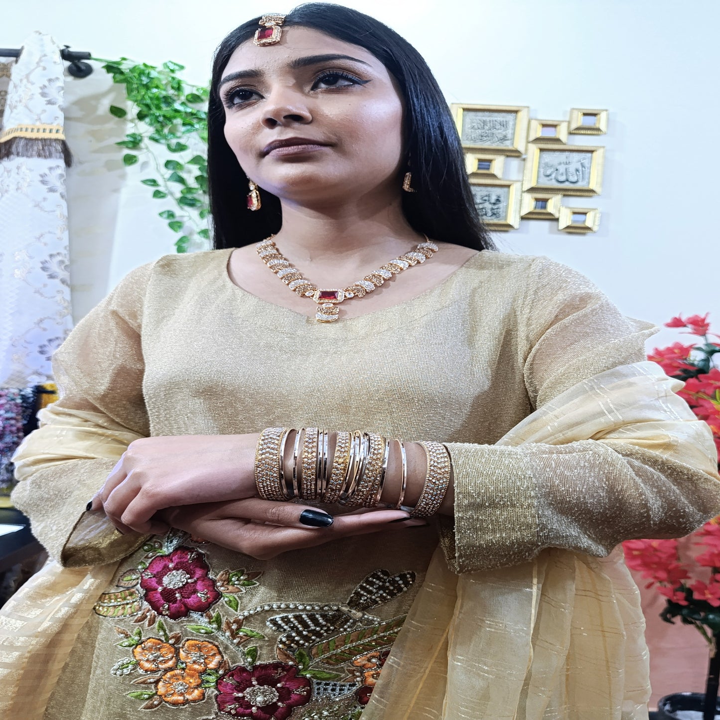 Golden Multi Zircon Chori Set