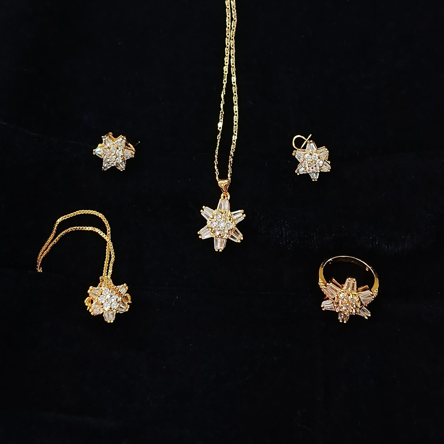 Gold Plated Flower Zircon Party Set