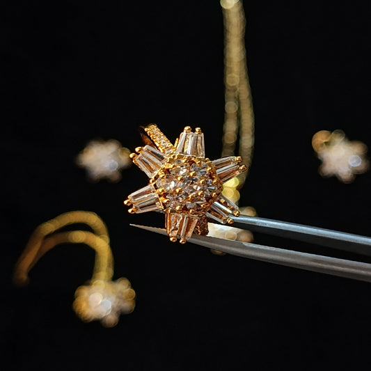 Gold Plated Flower Zircon Party Set