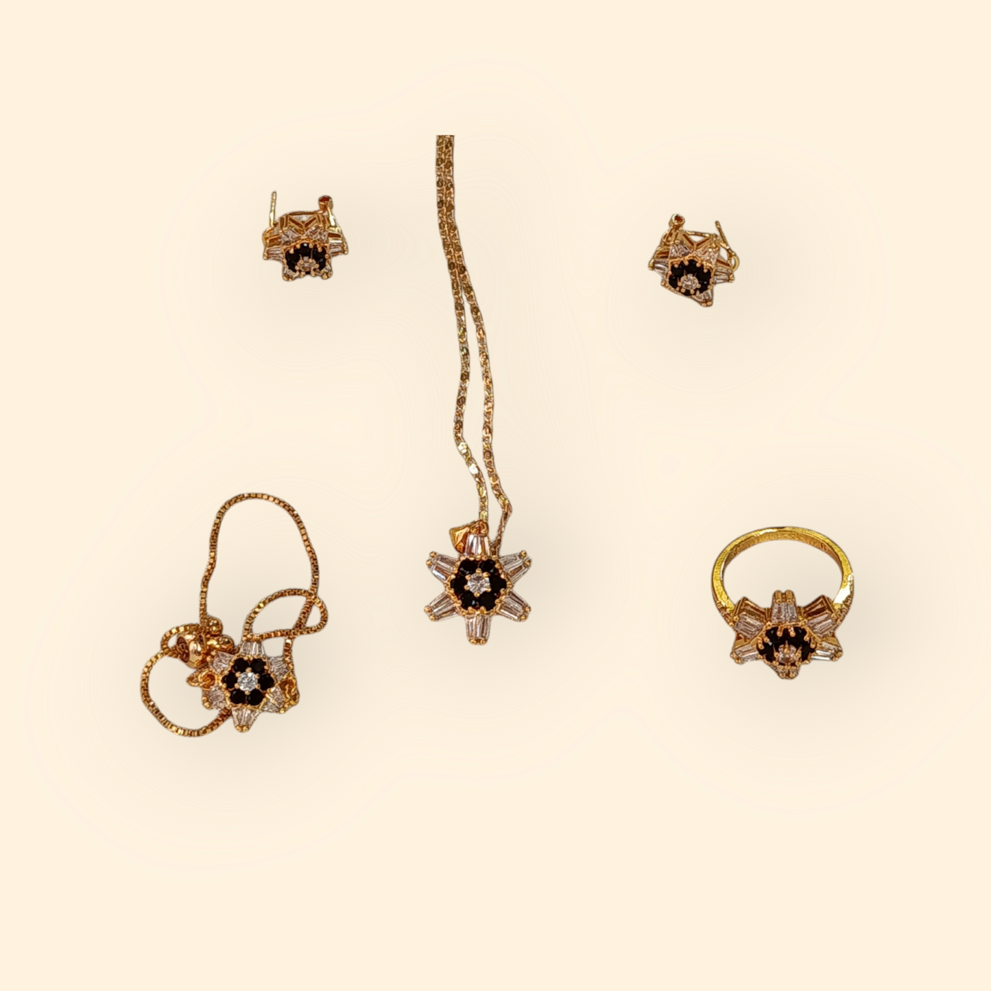 Gold Plated Flower Zircon Party Set