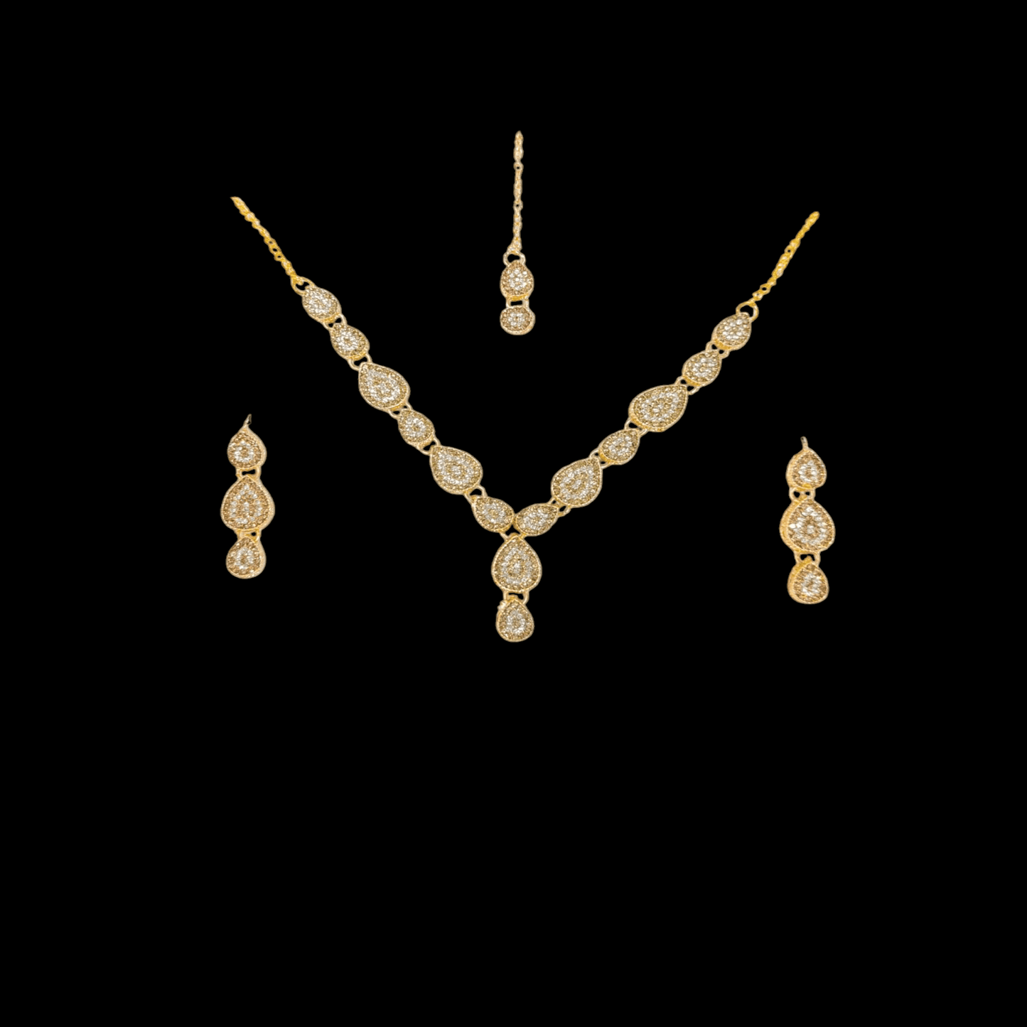 AD Style Golden Zircon Party Set with Bindia