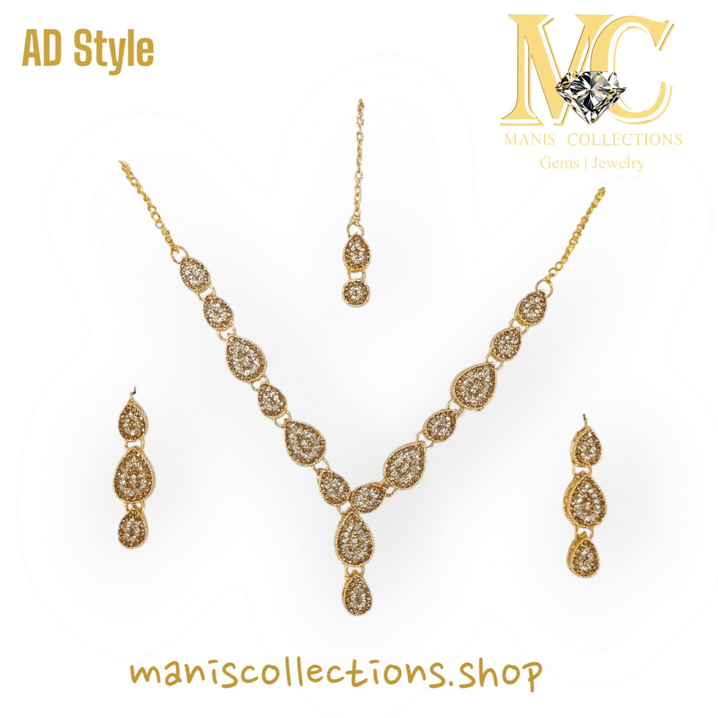 AD Style Golden Zircon Party Set with Bindia