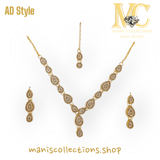 AD Style Golden Zircon Party Set with Bindia