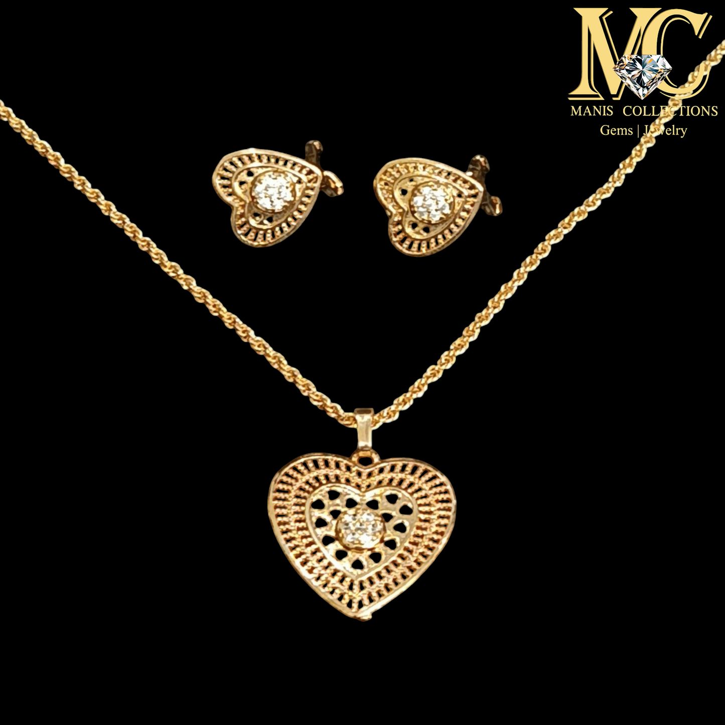 China Gold Zircon Heart Set