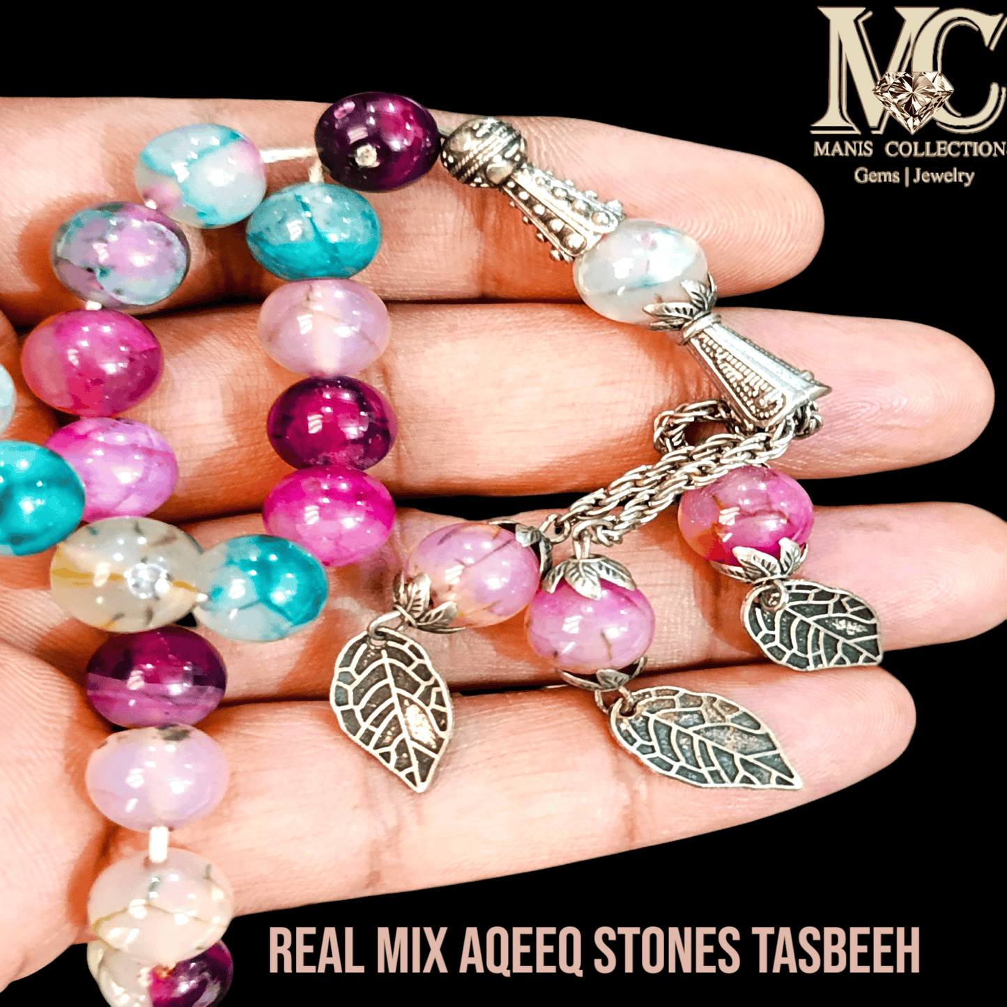 Mix colors agate (Aqeeq) Tasbeeh