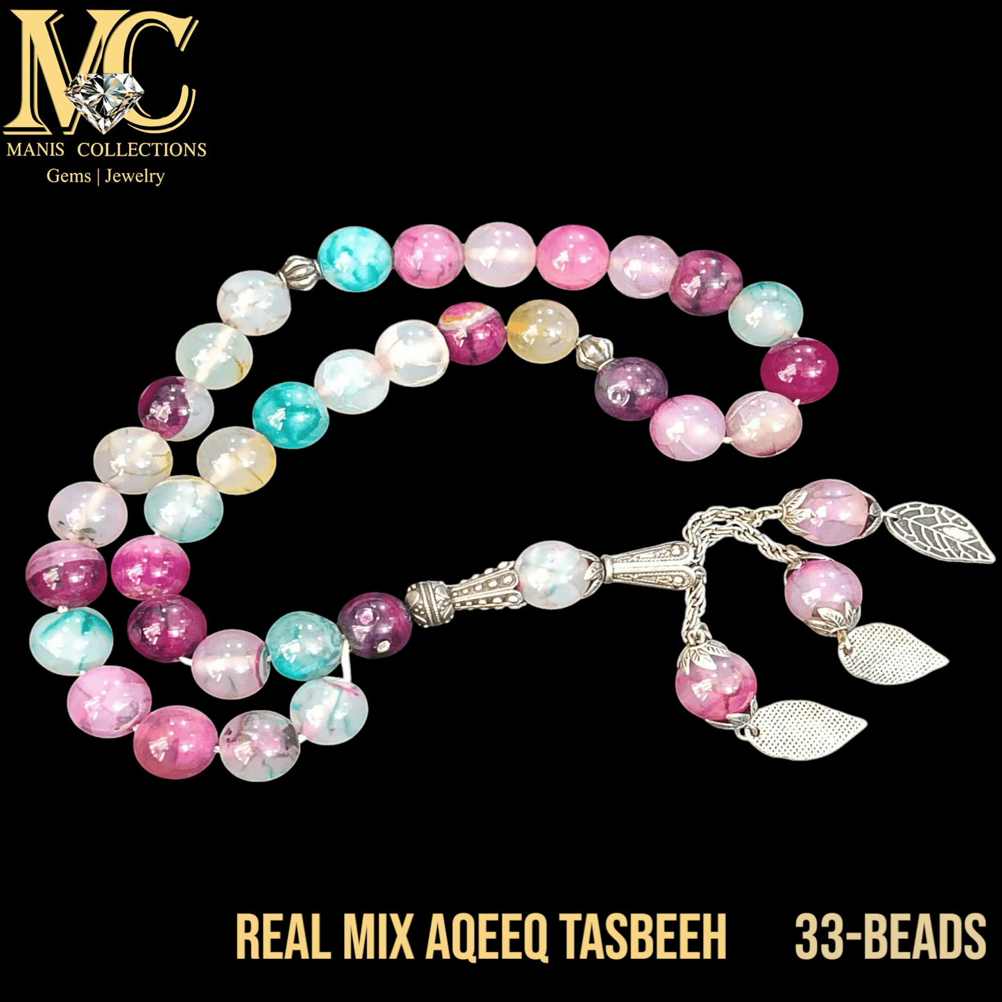 Mix colors agate (Aqeeq) Tasbeeh