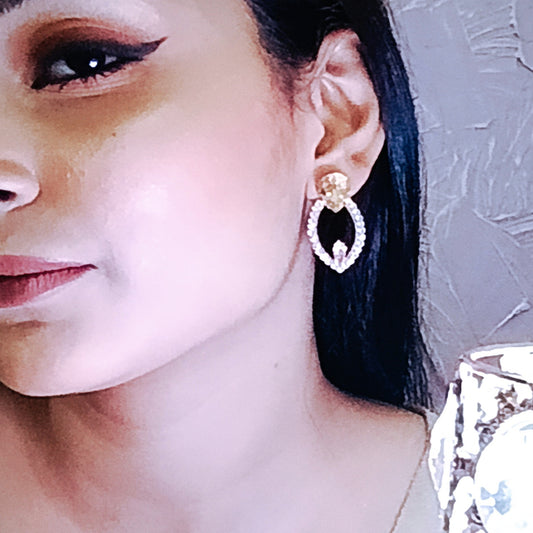 Oval Zircon Earrings
