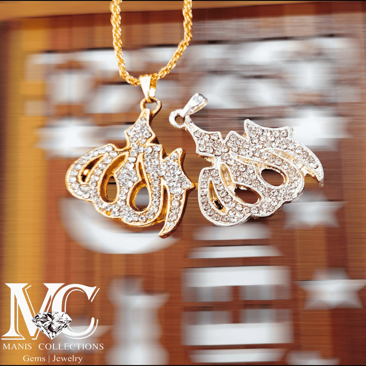 2k Allah Locket Chain with Real Zircon