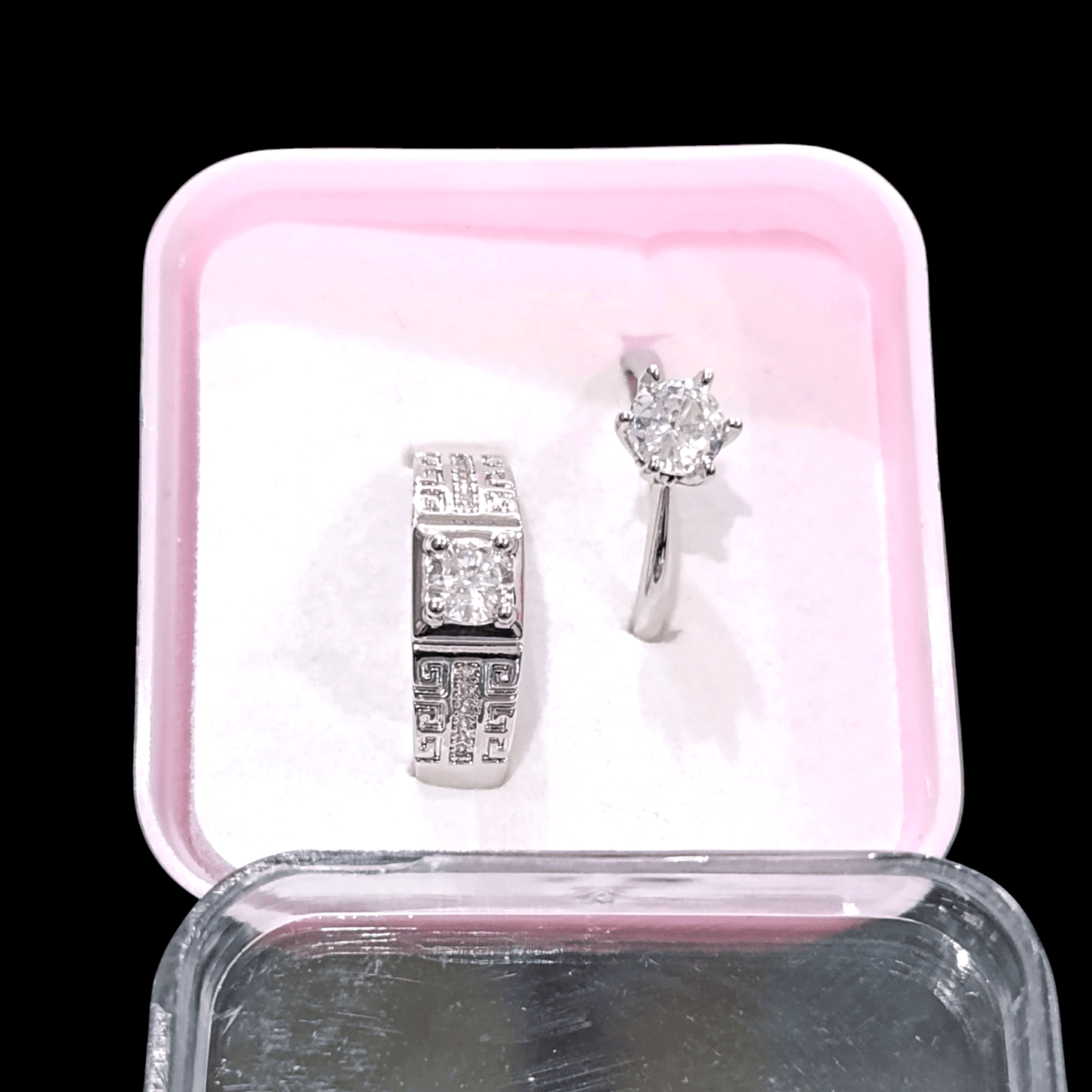 Adjustable Couple Ring with Diamond stone