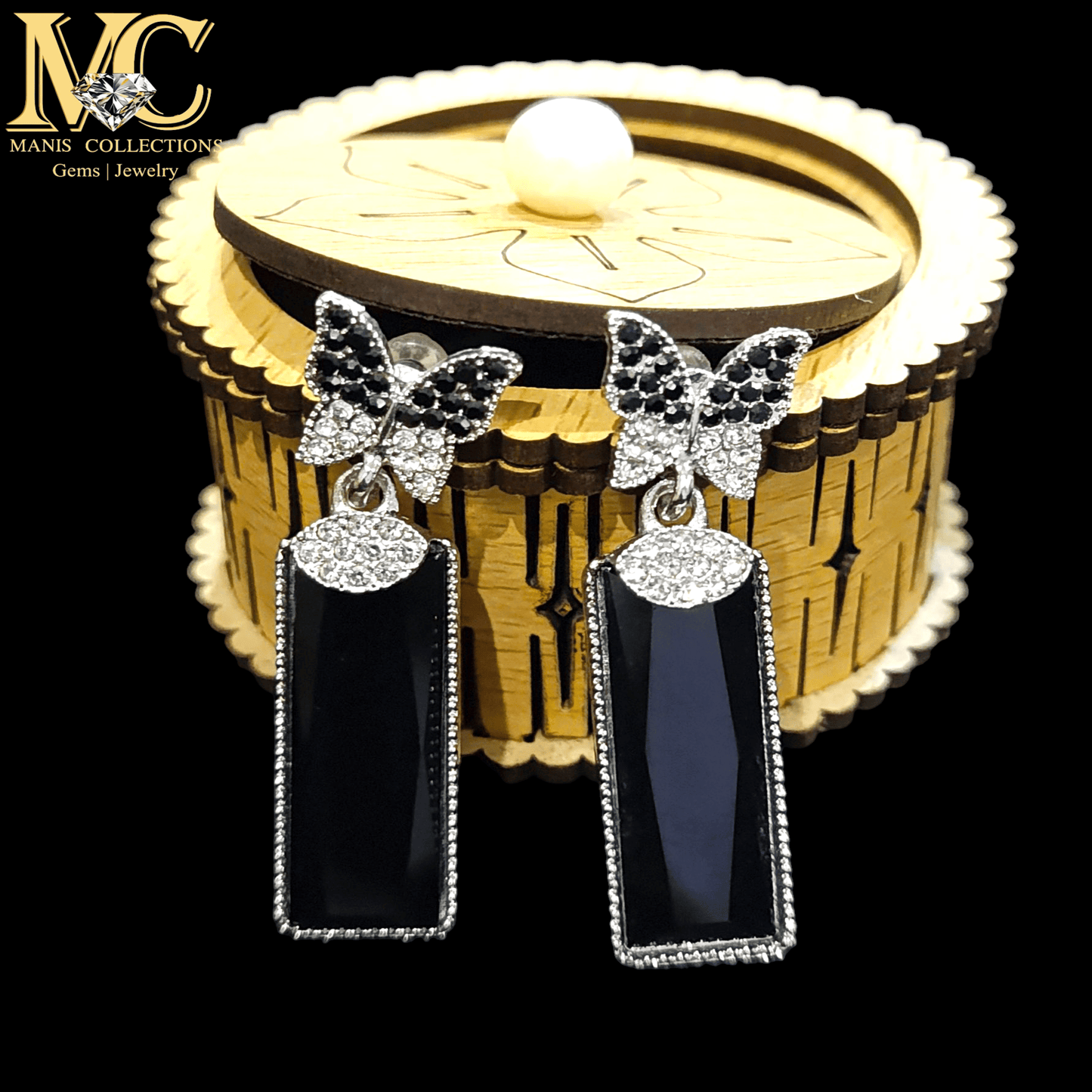 Zircon Butterfly with Big Stone Earrings