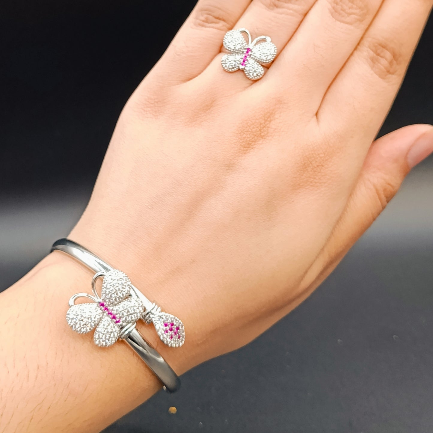 Adjustable Silver Butterfly Kara