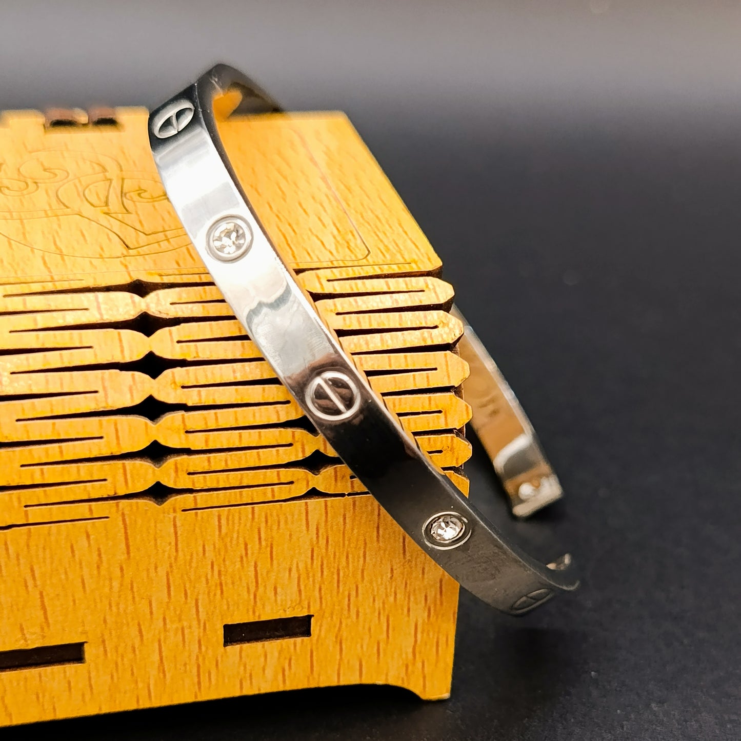 Adjustable Stainless Steel Kara with Zircon Diamond  Stones