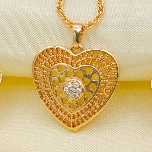 China Gold Zircon Heart Set