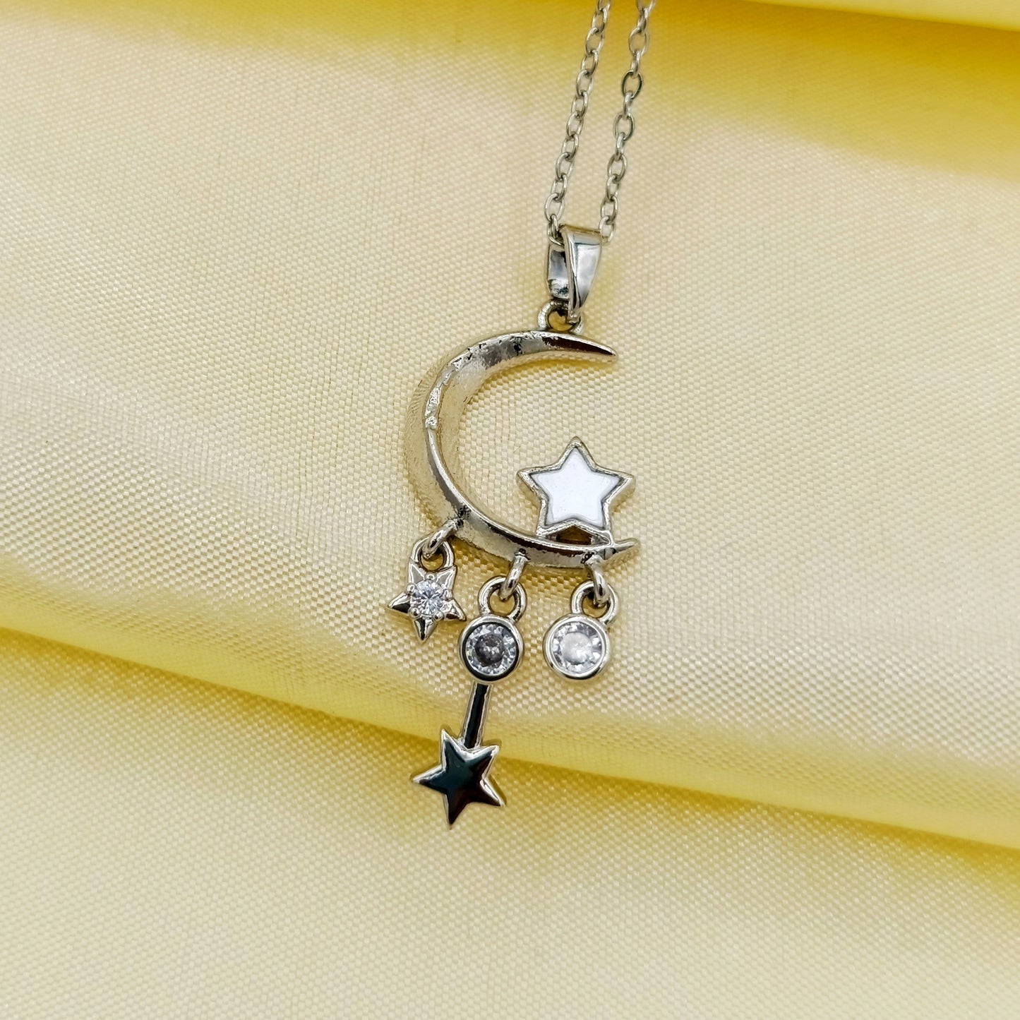 2k Moon & Star Zircon Locket with Chain