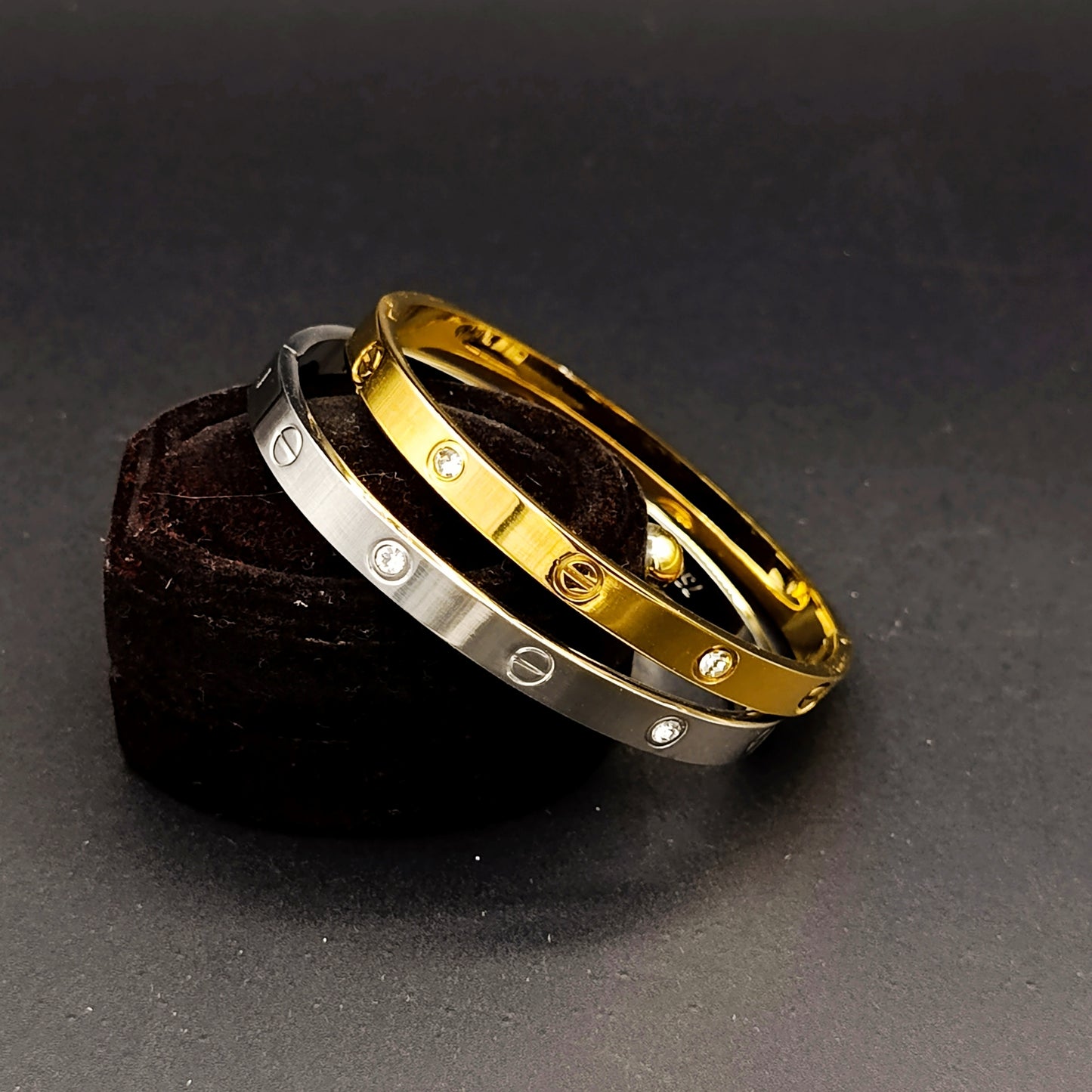 Adjustable Stainless Steel Kara with Zircon Diamond  Stones