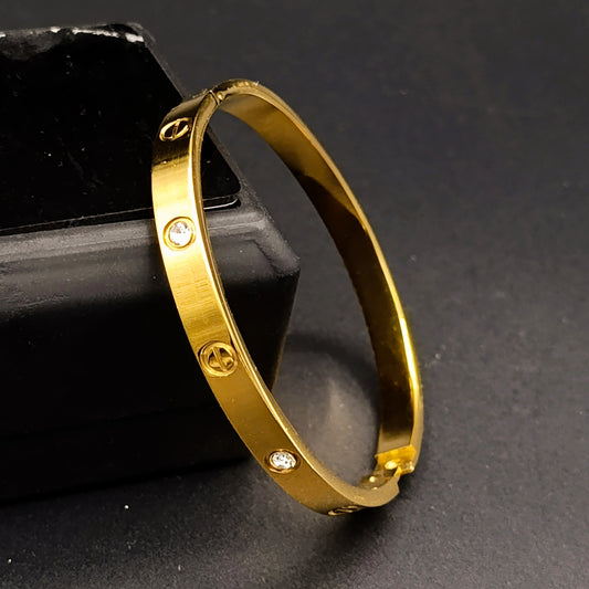 Adjustable Stainless Steel Kara with Zircon Diamond  Stones