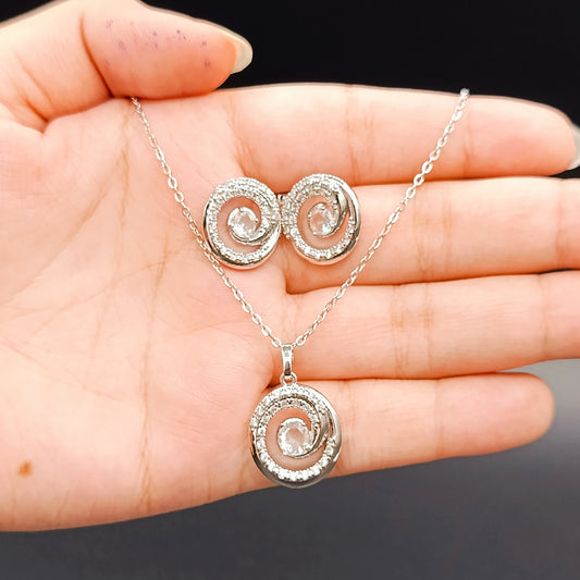 Round Silver Zircon Set
