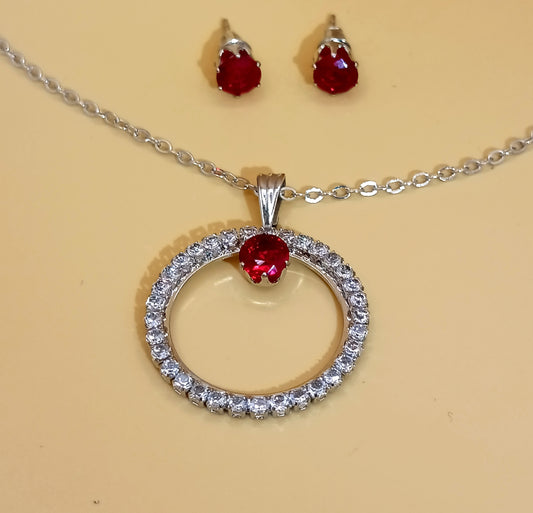 Round Zircon Set - Red
