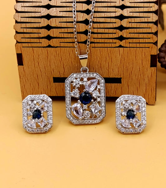 Blue Square Silver Set