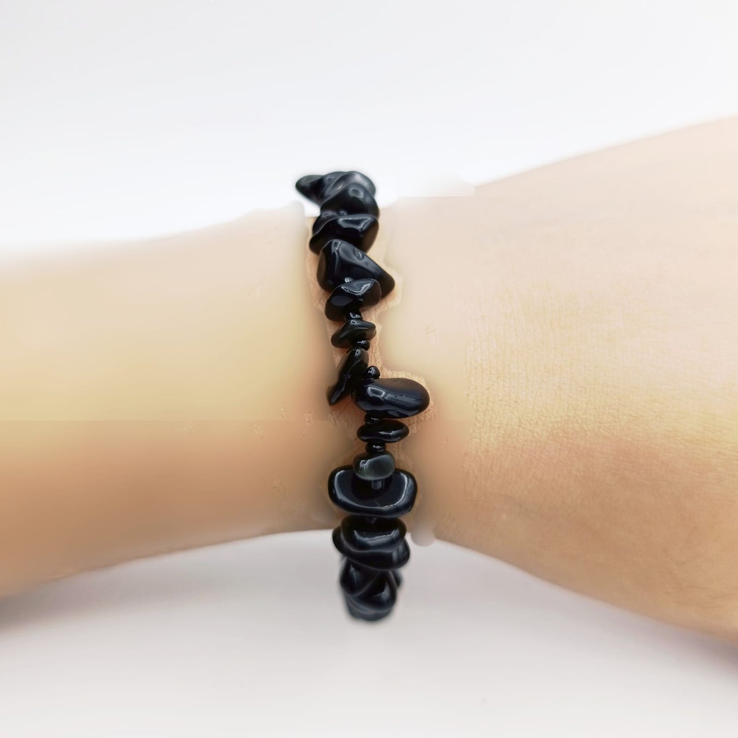 Black Agate Rough Polished Stones Bracelets